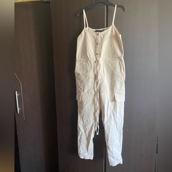 KENDALL + KYLIE Fashion Denim Jumpsuit ivory size S - Picture 1 of 5